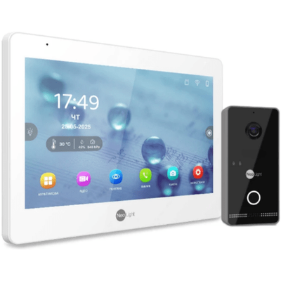 Зображення  Домофонний комплект Neolight Mezzo Hybrid IPWO KIT Black сенсорні кнопки, Колір (домофон + панель): білий + чорний