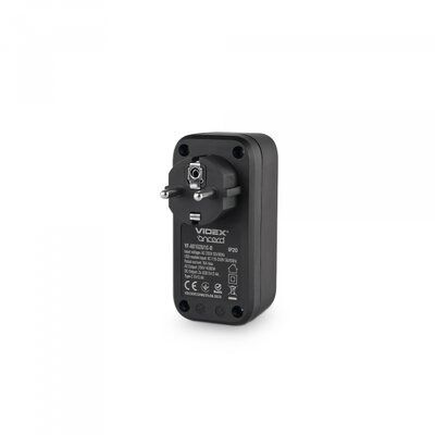 Зображення 4 Із заземленням Videx Oncord c/з 1п 2.4A 2USB+USB-C Black (VF-AD1G2U1C-B) одинарна розеток