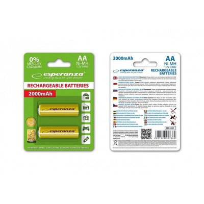 Зображення 2 Акумулятор Esperanza Ni-MH AA/HR06 2000 mAh BL Yellow 2шт