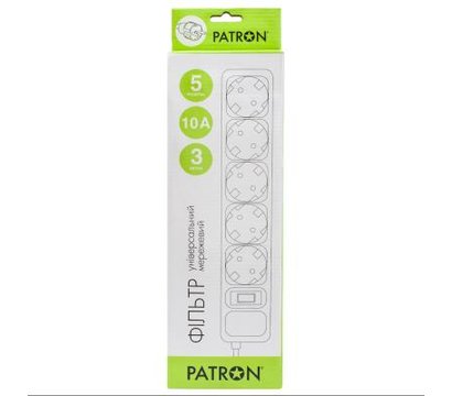 Изображение 2 Patron SP-1053W, 3m, 5 р, White - EXT-PN-SP-1053W 5 розеток