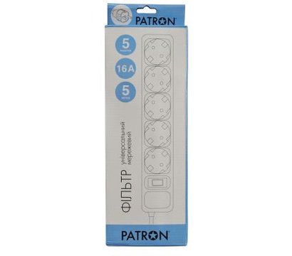 Зображення 2 Patron SP-1655, 5.0 m, 3*1.5mm2, 5 р, Black - EXT-PN-SP-1655 5 розеток