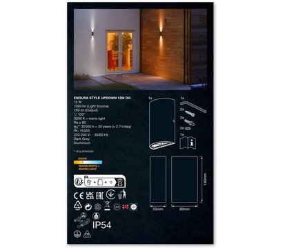 Зображення 12 LED світильник Ledvance LED Endure Style Updown 12W