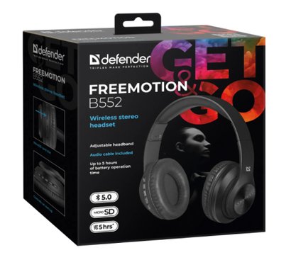Зображення 7 Bluetooth гарнітура Defender FreeMotion B552 Bluetooth Black — 63552