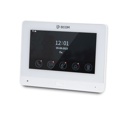 Зображення 2 Комплект відеодомофона Bcom BD-760FHD/T White + BT-400HD-AC White, Колір (домофон + панель): білий + білий