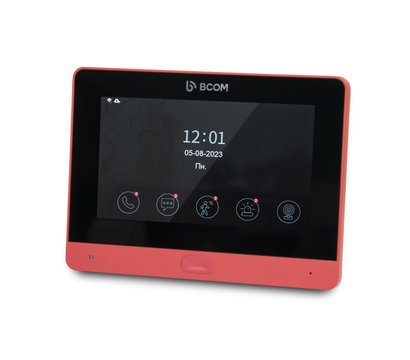 Изображение 3 Комплект видеодомофона Bcom BD-760FHD/T Red + BT-400FHD Black, Цвет (домофон + панель): красный + черный