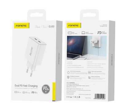 Зображення 3 Зарядний пристрій Foneng EU50 PD35W Fast Charger (2USBх3A) White — EU50-CH