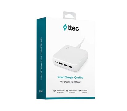 Зображення 4 Зарядний пристрій Ttec SmartCharger Quattro GaN USB-C/USB-A 65W White — 2SCG02B