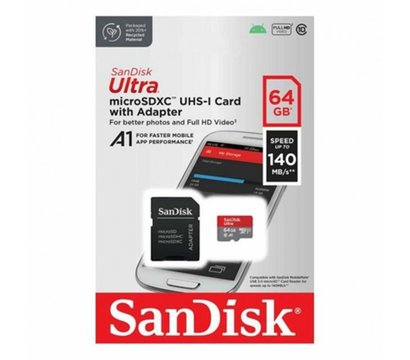Зображення 3 Карта пам`яті SanDisk MicroSDXC 64GB UHS-I Class 10  Ultra A1 + SD-adapter - SDSQUAB-064G-GN6MA