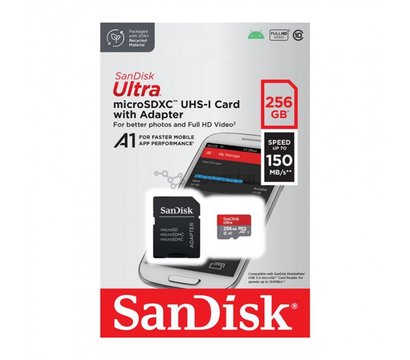Изображение 3 Карта памяти SanDisk MicroSDXC 256GB Class 10 + SD-adapter - SDSQUAC-256G-GN6MA