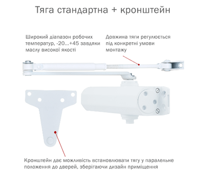 Зображення 2 Дотягувач Ryobi D-1554 UNIV Glossy White до 1100 мм, Колір корпусу: глянсовий білий