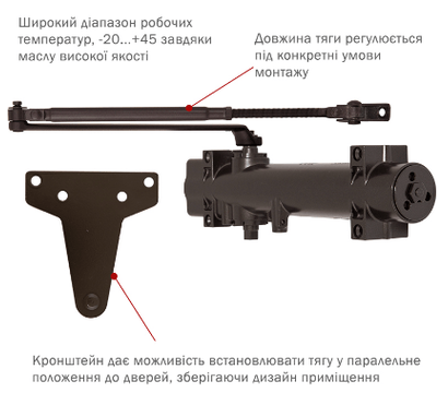 Изображение 5 Доводчик Ryobi D-4550 BC/DA UNIV Dark Bronze до 1600 мм, Цвет корпуса: бронзовый