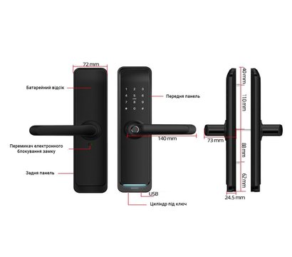 Изображение 7 Автономный замок Seven Lock SL-7767BFW Black (7068) для офисов/дома