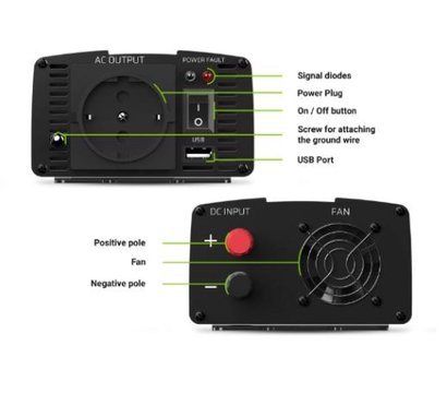 Изображение 2 Преобразователь Green Cell INV01DE 600 ВА, Выходная мощность (ВА): 600 ВА