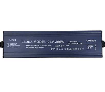 Изображение 3 Блок питания для камер Ledua 300W-IP67 24V slim металлический