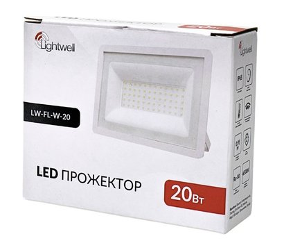 Зображення 3 LED прожектор Lightwell LW-FL-W-20 1600Лм, Потужність: 20 Вт