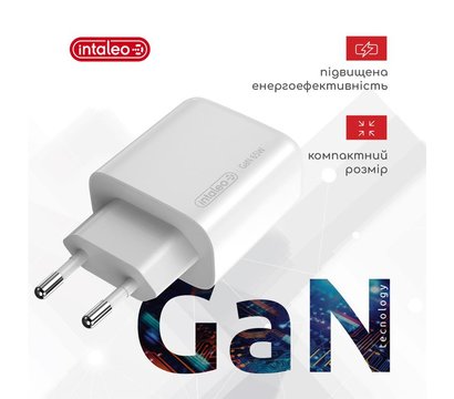 Зображення 3 Зарядний пристрій Intaleo TCG65GAN 2USB-C PD+USB-A QC 3.0 White — 1283126559525