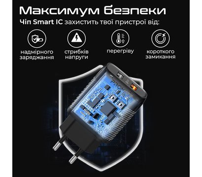 Зображення 5 Зарядний пристрій Promate BiPlug-QC3 Black