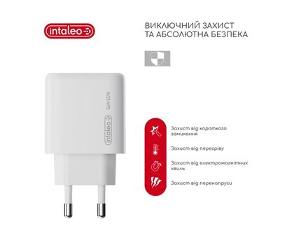Зображення 5 Зарядний пристрій Intaleo TCG65GAN 2USB-C PD+USB-A QC 3.0 White — 1283126559525