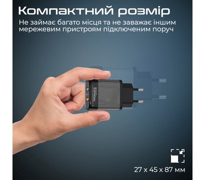 Зображення 6 Зарядний пристрій Promate BiPlug-QC3 Black