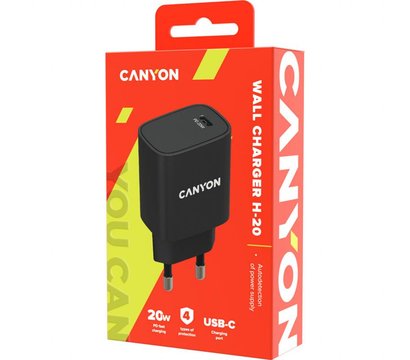 Зображення 3 Зарядний пристрій Canyon H-20-02 (1USB, 3A) PD Black — CNE-CHA20B02