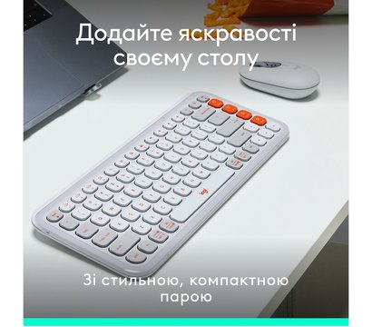 Изображение 3 Комплект мышь + клавиатура Logitech Pop Icon Combo Off White - 920-013141