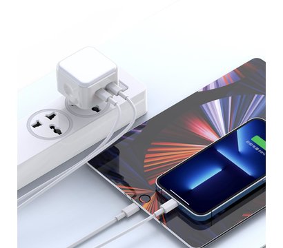 Зображення 3 Зарядний пристрій XO L102 (2USB-Cх3A) QC3.0 White (XO-L102i-WH) + кабель Lightning