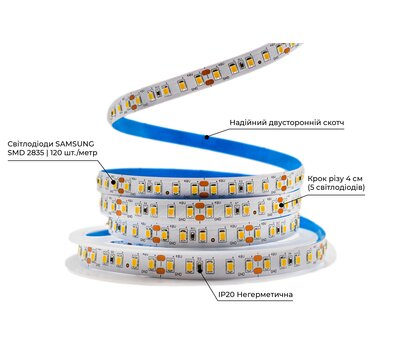 Изображение 2 LED лента Prolum SG 2835-120 IP20 48V 5500-6000К, cold white на 1500 Лм