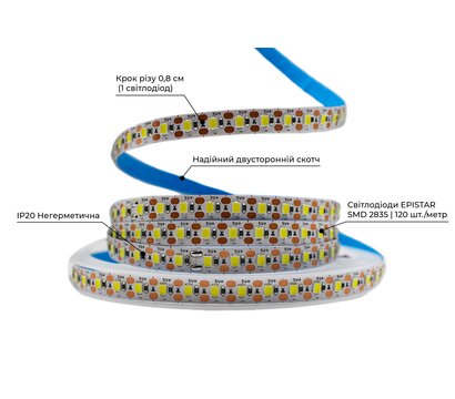 Изображение 2 LED лента Prolum S 2835-120 IP20 5V 5500-6000К, cold white на 1200 Лм