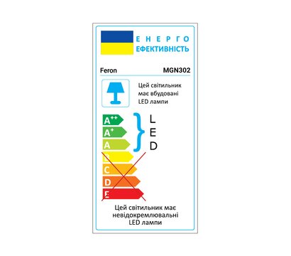 Зображення 2 LED світильник Feron MGN302 12Вт 4000К IP20 Black