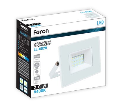Зображення 2 Світлодіодний прожектор Feron LL-6020 20Вт 6400K IP65 White