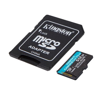 Зображення 2 Карта пам`яті Kingston Canvas Go! Plus microSDXC 512GB UHS-I/U3 Class 10 + SD-адаптер - SDCG4/512GB