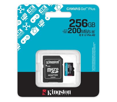 Зображення 3 Карта пам`яті Kingston Canvas Go! Plus microSDXC 256GB UHS-I/U3 Class 10 + SD-адаптер - SDCG4/256GB