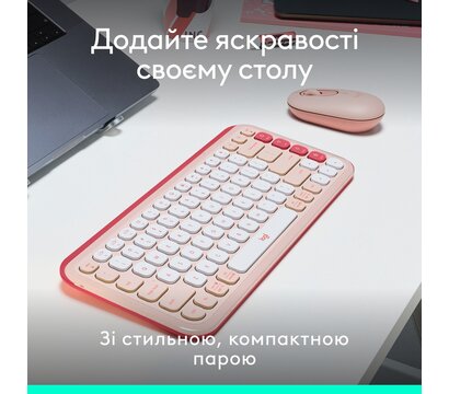 Зображення 3 Комплект мишка + клавіатура Logitech Pop Icon Combo Rose — 920-013142