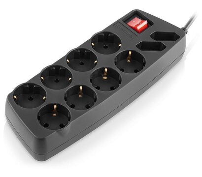 Изображение 2 REAL-EL RS-10 Protect 5м Black 10 розеток
