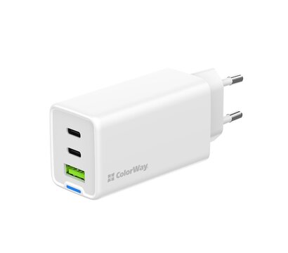 Изображение 2 Зарядное устройство ColorWay GaN Mini 65W PD Port PPS USB (USB-2C1A) White — CW-CHS058PD-WT