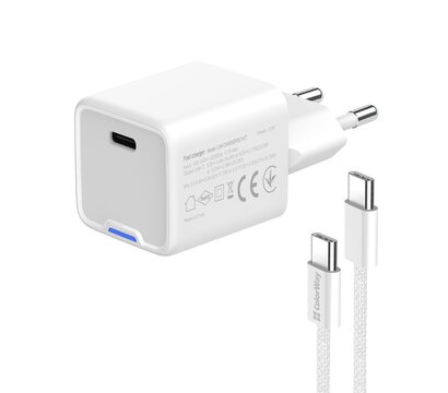 Изображение 3 Зарядное устройство ColorWay GaN Mini 25W PD Port PPS USB-C White + кабель USB Type-C — CW-CHS052PDC-WT