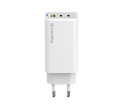 Изображение 3 Зарядное устройство ColorWay GaN Mini 65W PD Port PPS USB (USB-2C1A) White — CW-CHS058PD-WT