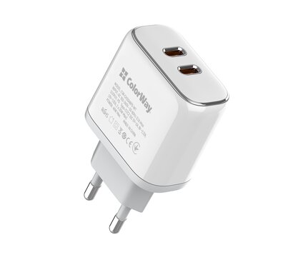 Изображение 3 Зарядное устройство ColorWay Power Delivery Port PPS USB (Type-C PD + Type-C PD) (40W) White — CW-CHS048PD-WT