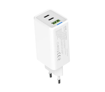 Изображение 4 Зарядное устройство ColorWay GaN Mini 65W PD Port PPS USB (USB-2C1A) White — CW-CHS058PD-WT