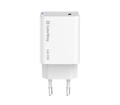 Изображение 4 Зарядное устройство ColorWay GaN Mini 65W PD Port PPS USB-C White — CW-CHS049PD-WT