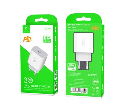 Зображення 4 Зарядний пристрій SkyDolphin SC18E PD2.0 (1USB-С, 3A) White — SDMZP-000155