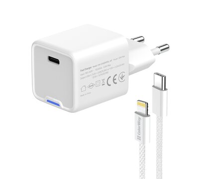 Зображення 5 Зарядний пристрій ColorWay GaN Mini 20W PD Port PPS USB-C White + кабель Lightning — CW-CHS059PDL-WT