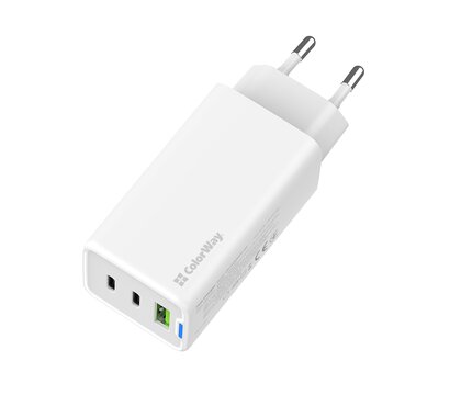 Изображение 5 Зарядное устройство ColorWay GaN Mini 65W PD Port PPS USB (USB-2C1A) White — CW-CHS058PD-WT
