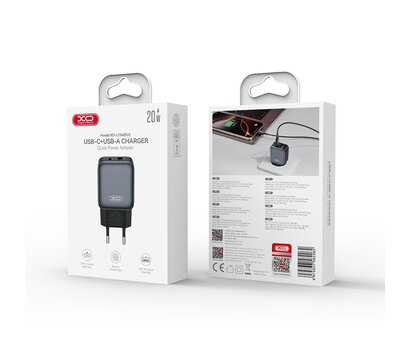 Зображення 5 Зарядний пристрій XO L154 (1USB-С, 1USB, 3А) PD, QC 3.0 Black