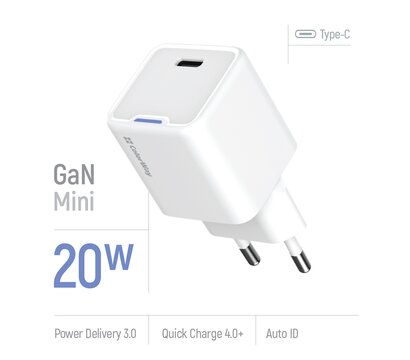 Изображение 6 Зарядное устройство ColorWay GaN Mini 20W PD Port PPS USB-C White — CW-CHS059PD-WT