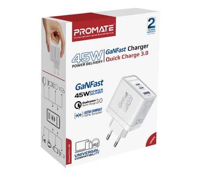 Изображение 2 Зарядное устройство Promate PowerPort 45W White