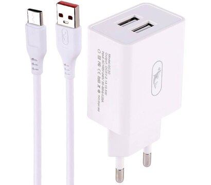 Зображення 2 Зарядний пристрій SkyDolphin SC30T (2USB, 2.1A) White + кабель Type-C — SDMZP-000113
