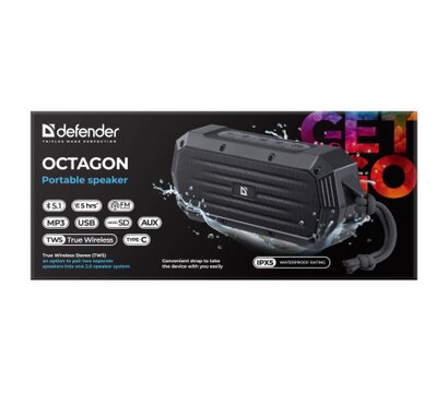 Зображення 2 Акустична система  Defender Octagon Bluetooth Black — 65039