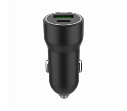 Зображення 2 Зарядний пристрій Gembird 1xUSB-A (18W QC3.0) + 1xUSB-C (20W PD) Black — TA-UC-A2PDQC20-CAR-01