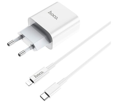 Зображення 2 Зарядний пристрій Hoco C76A Plus Speed Source USB-C PD20W + cable USB-C to Lightning White — 6931474746924